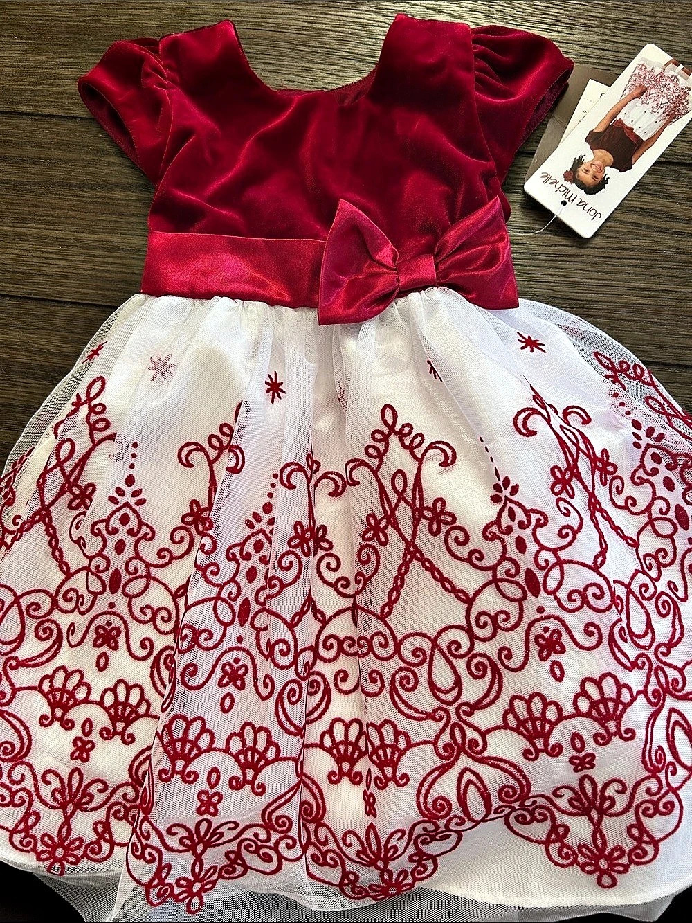 Girls Red Velvet Dress Size 3